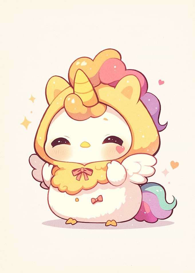 Cute Cartoon Unicorn Chicken