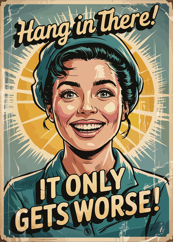 Hang in There! Funny Retro Poster