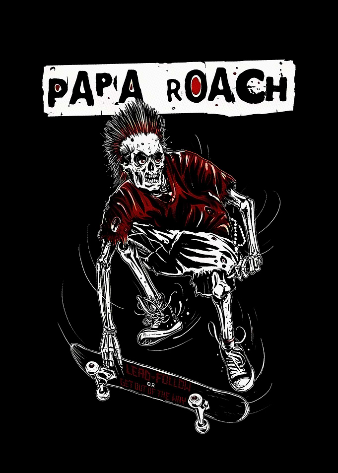 Papa Roach Skeleton Skateboard Art