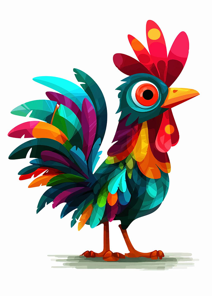 Colorful Cartoon Rooster Illustration