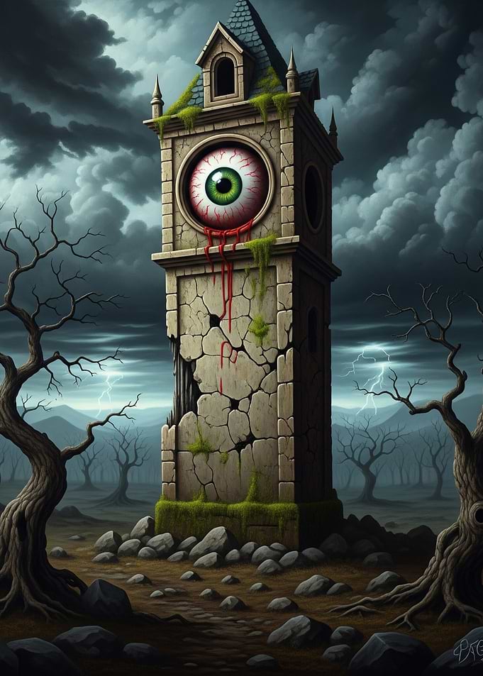 Spooky Eyeball Clock Tower