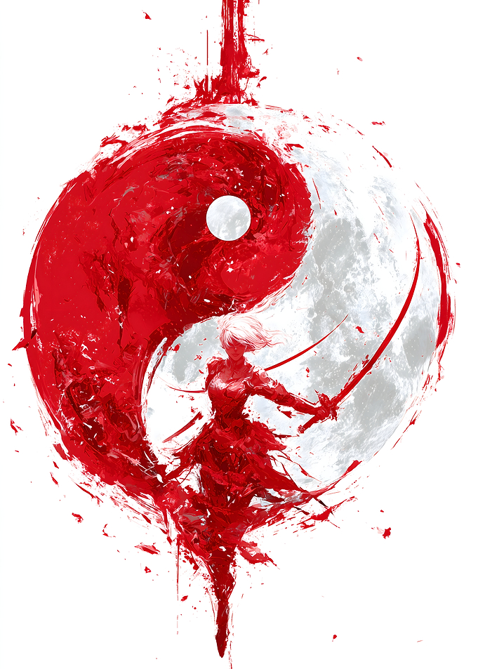 Yin Yang Warrior Woman Digital Art