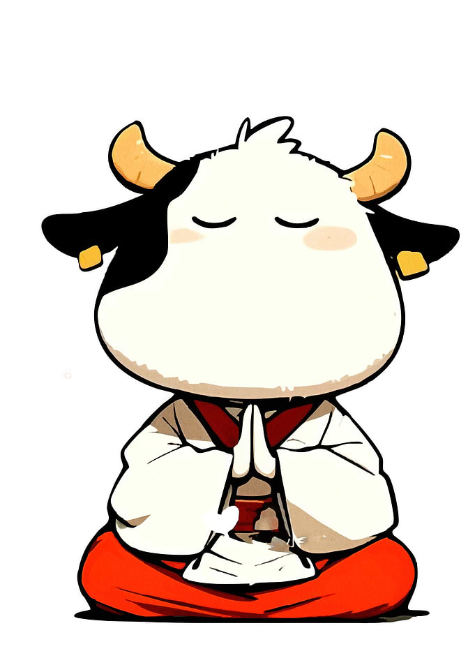 Meditating Cartoon Cow