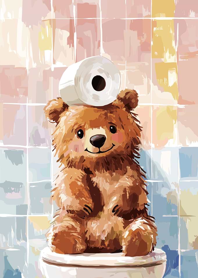 Bear with Toilet Paper on Head