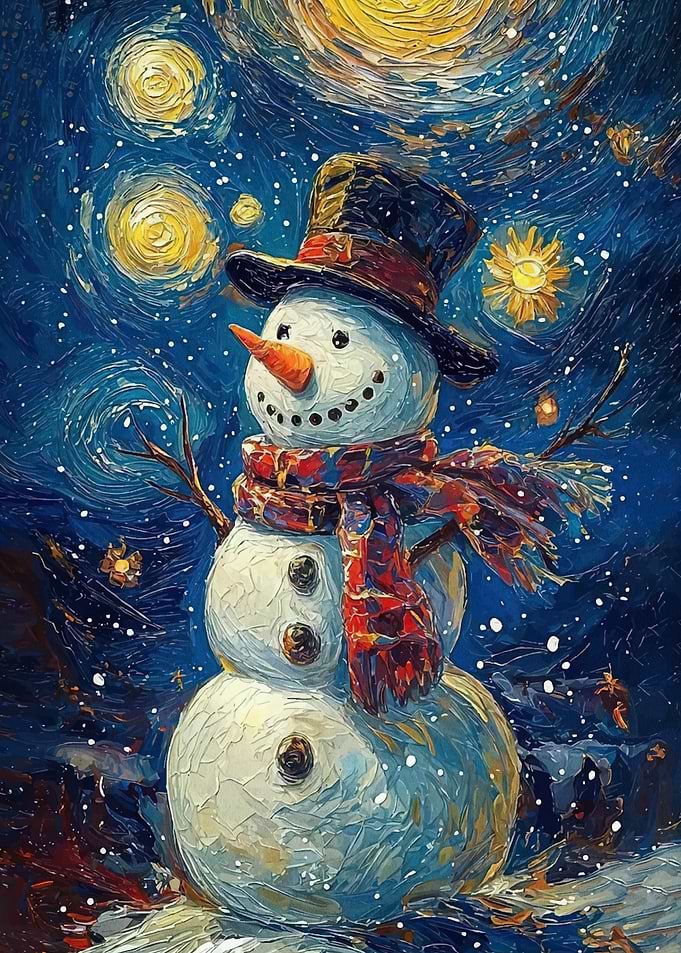 Starry Night Snowman