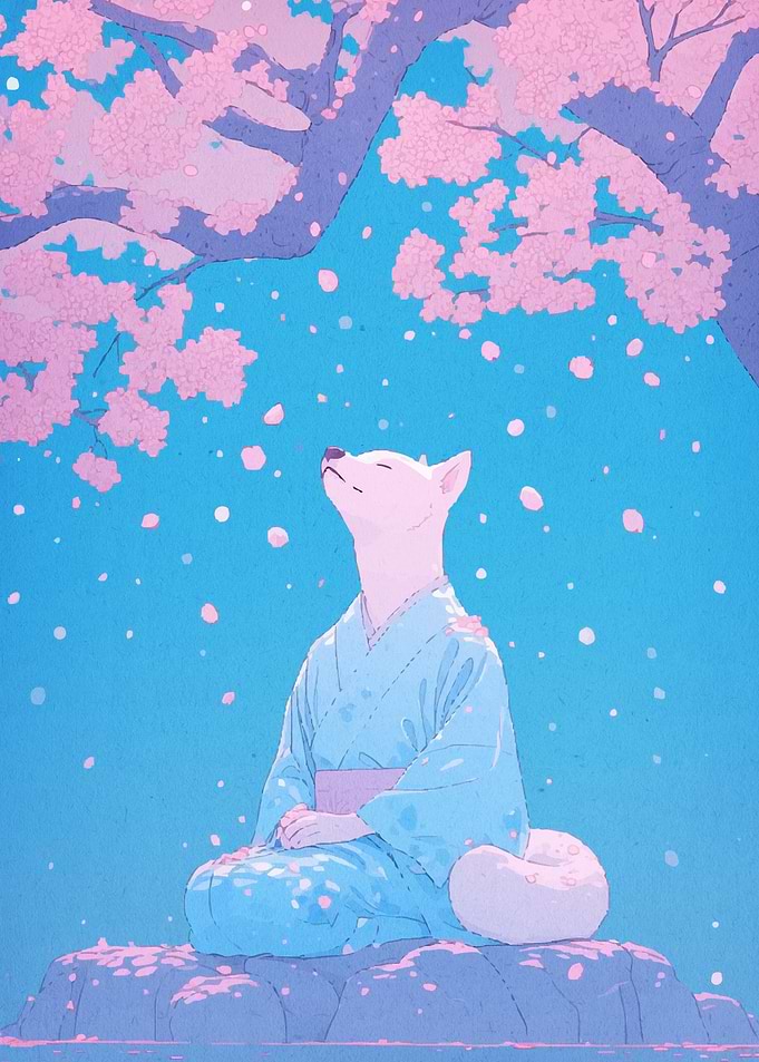 Fox Kimono Cherry Blossoms