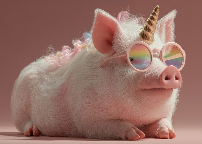 Pig Unicorn with Rainbow Glasses