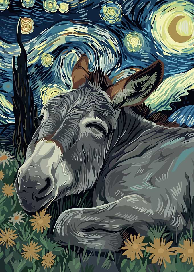 Donkey in Starry Night Style