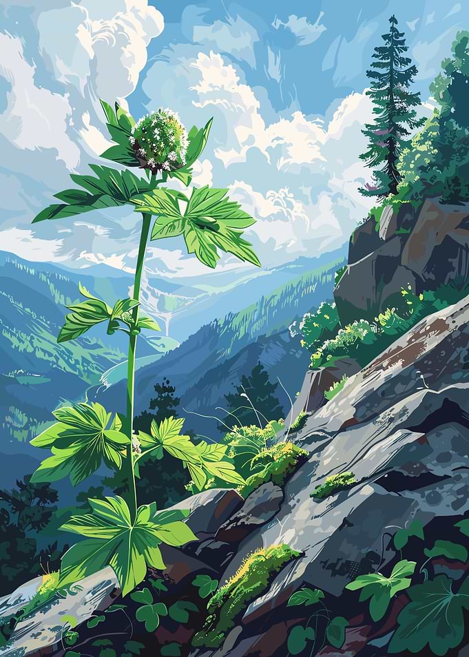 Mountain Landscape with Plant