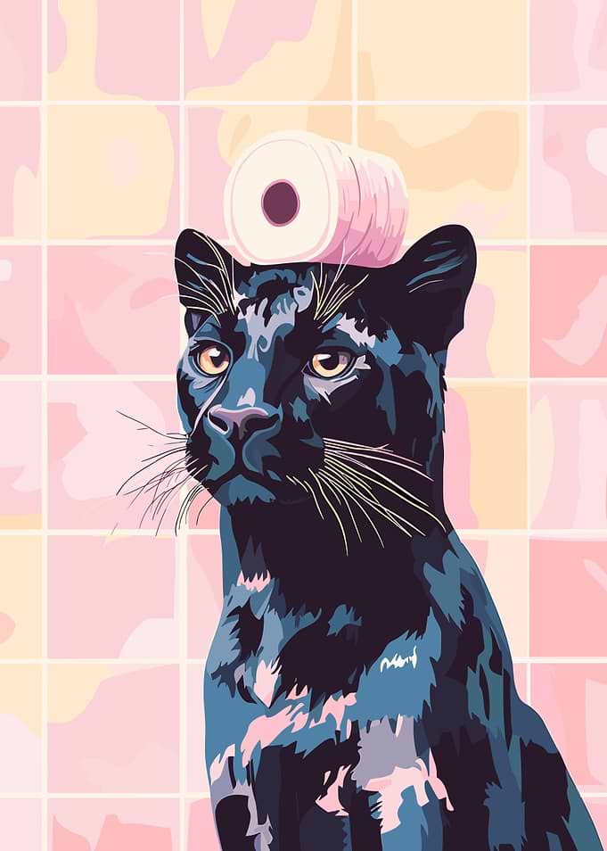 Black Panther with Toilet Paper Roll