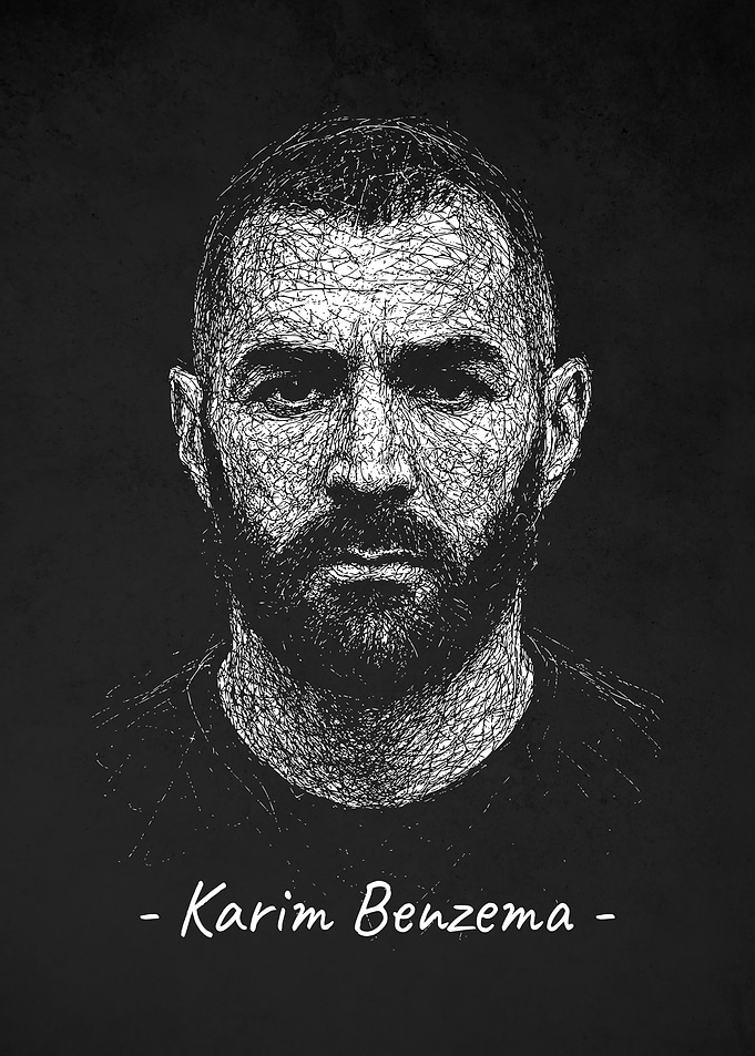 Karim Benzema Portrait Scribble Art