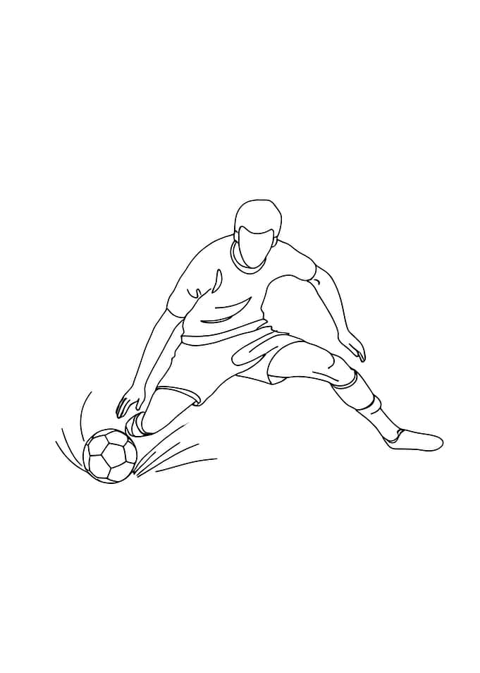 Soccer Player Hitting Ball Minimalist Line Art