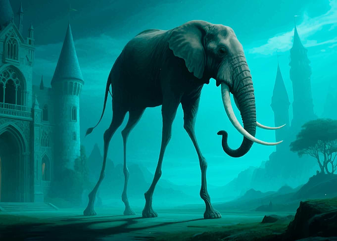 Salvador Dali Surreal Elephant with Elongated Legs