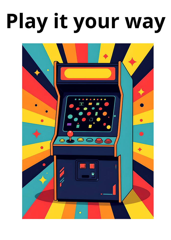 Retro Arcade Machine with Colorful Background