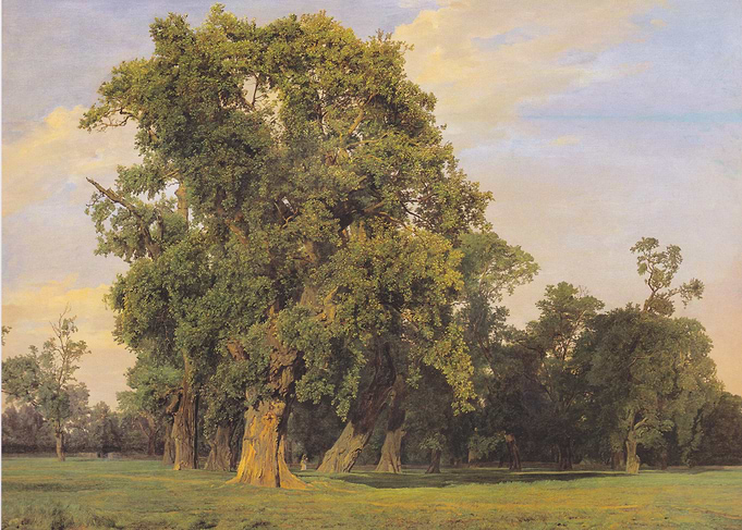 Landscape Painting with Trees and Meadow
