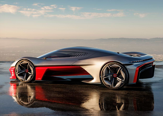 Sleek Silver and Red Concept Car