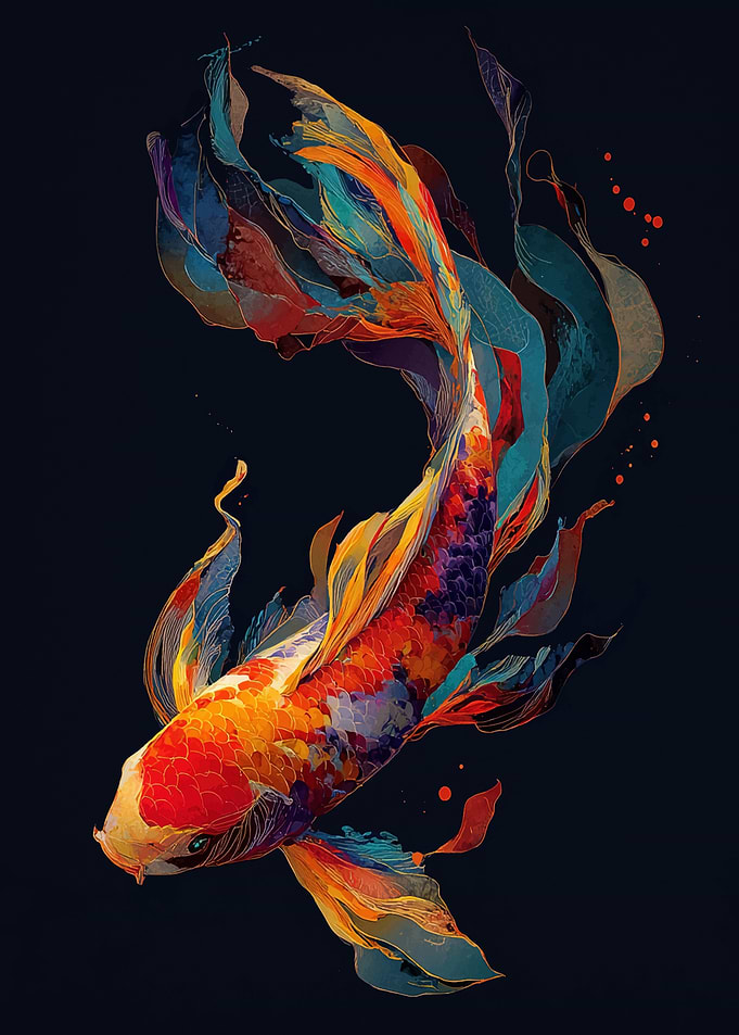 Colorful Koi Fish Abstract Art