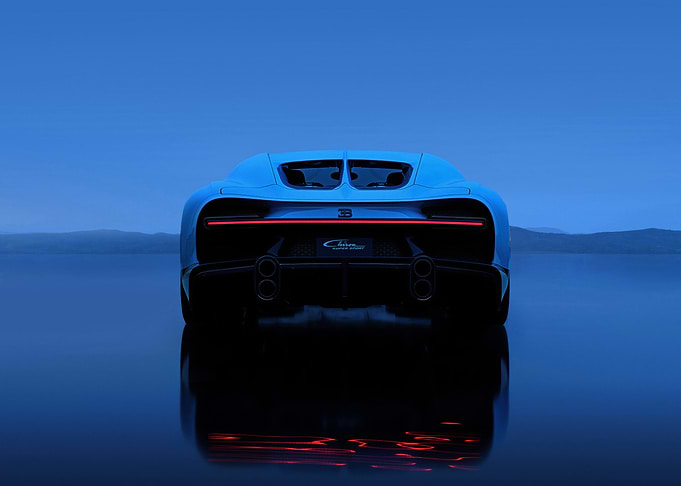 Blue Bugatti Chiron Rear View