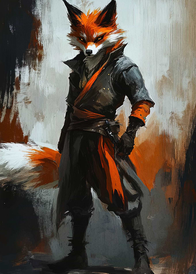 Anthropomorphic Fox Warrior Digital Painting