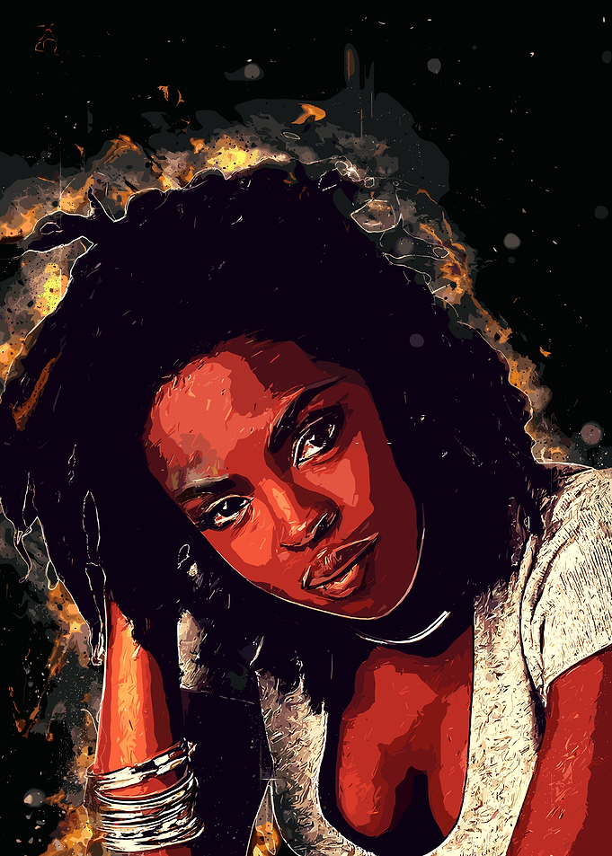 Lauryn Hill Portrait with Artistic Effects