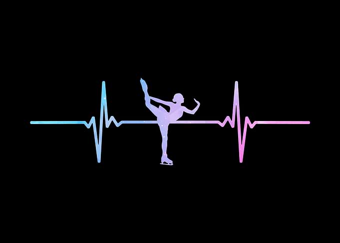 Ice Skating Heartbeat Silhouette