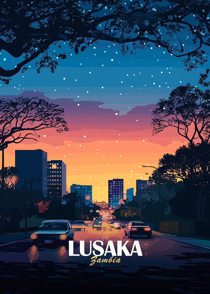 Lusaka Zambia Cityscape at Dusk