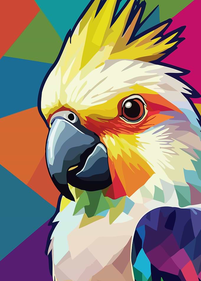 Colorful Cockatiel Pop Art Portrait