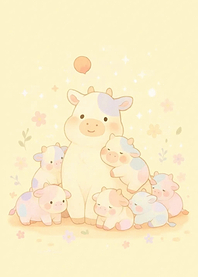 Cute Cow Family Illustration