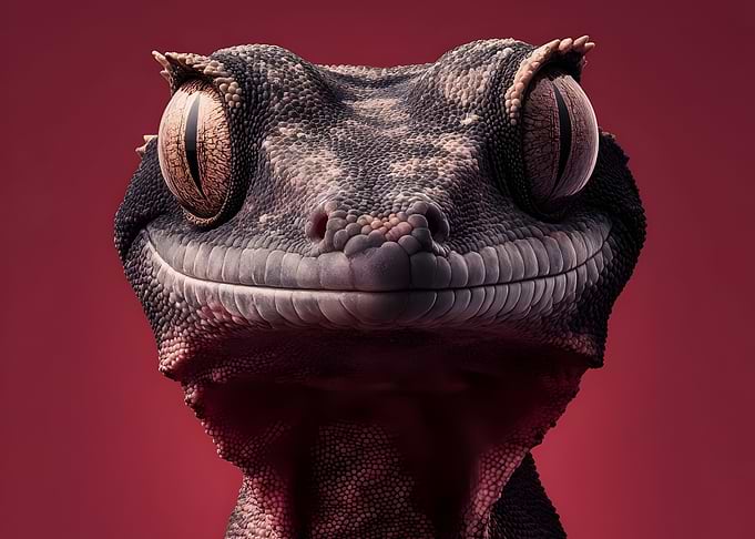Crested Gecko Portrait on Red