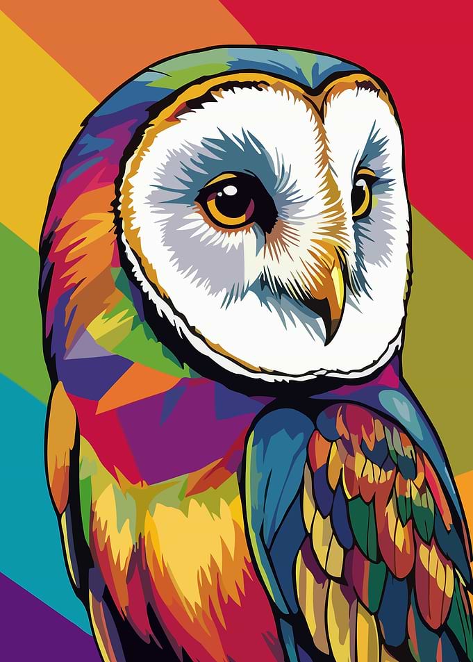 Colorful Barn Owl Pop Art Portrait