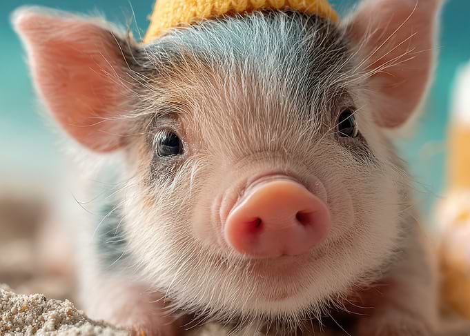Cute Piglet with Yellow Hat