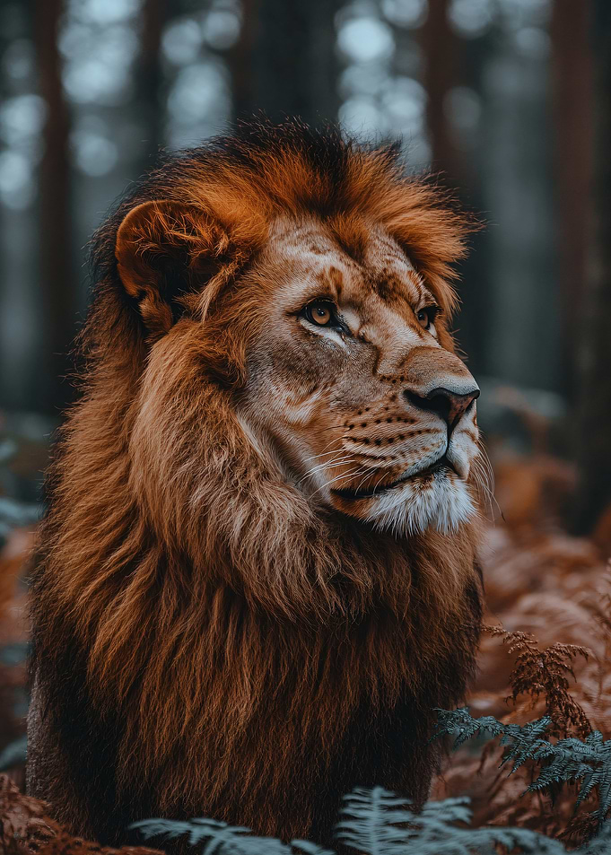 Majestic Lion Portrait in Natural Setting