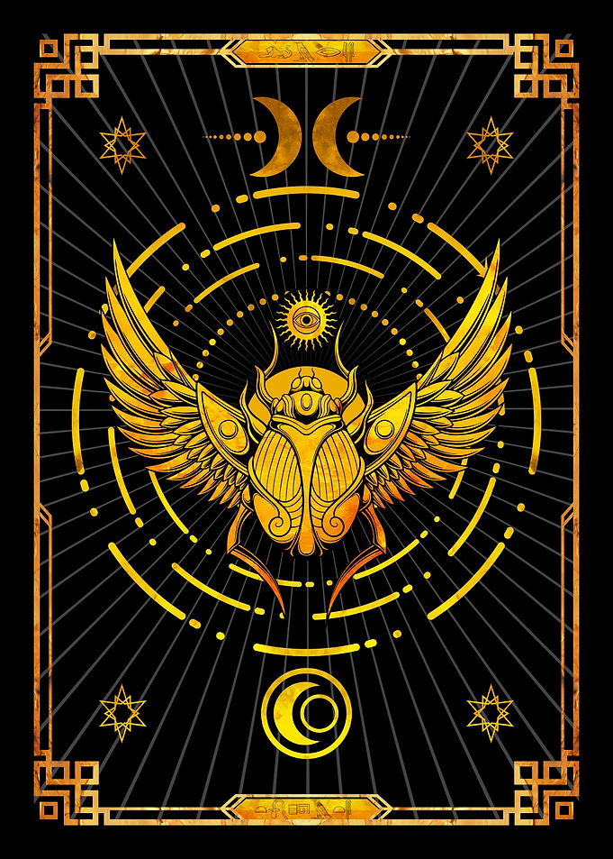 Golden Scarab Beetle with Wings Art - egypt