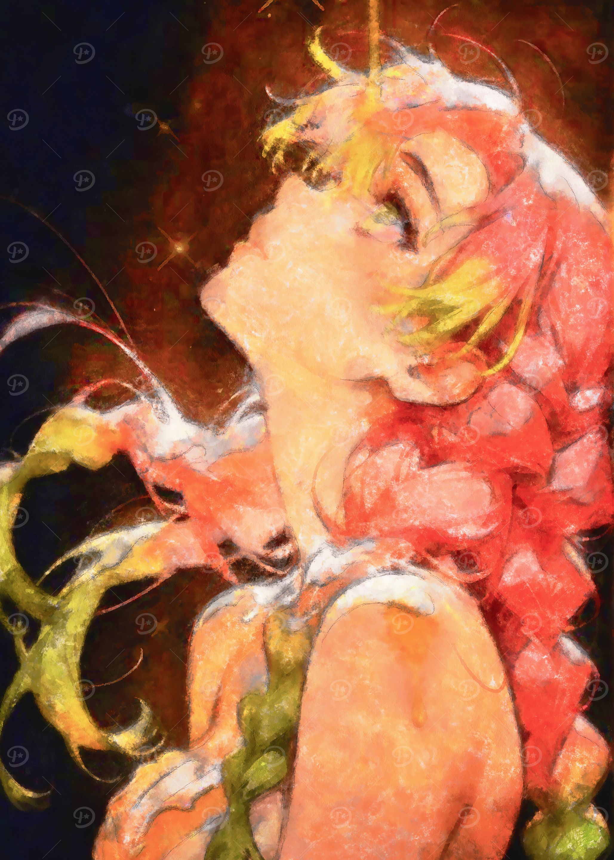 Anime Girl with Pink and Yellow Hair