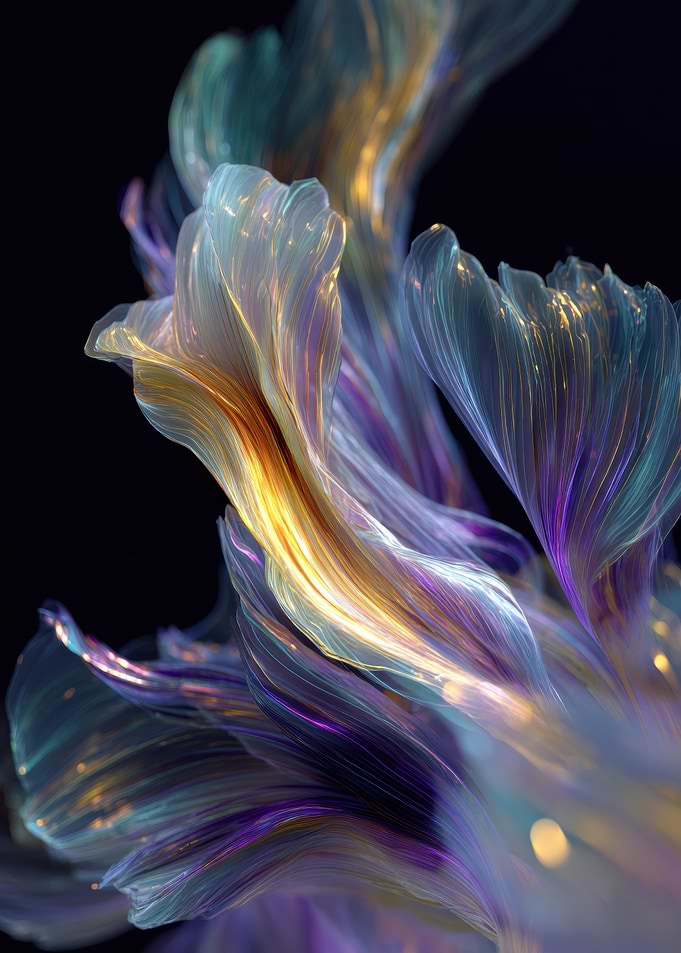 Abstract Floral Art on Black Background
