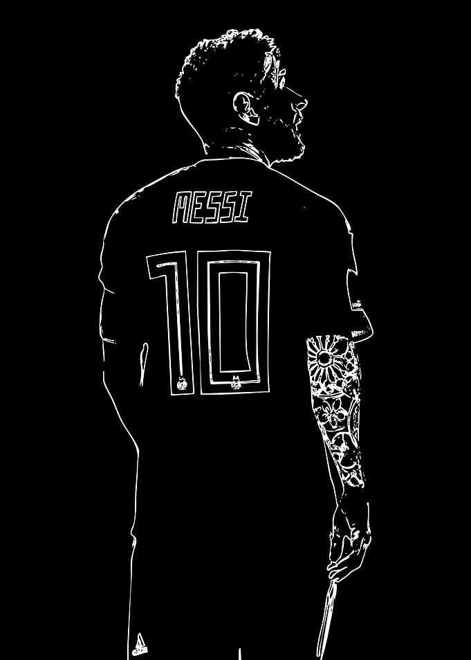 Messi Black and White Silhouette