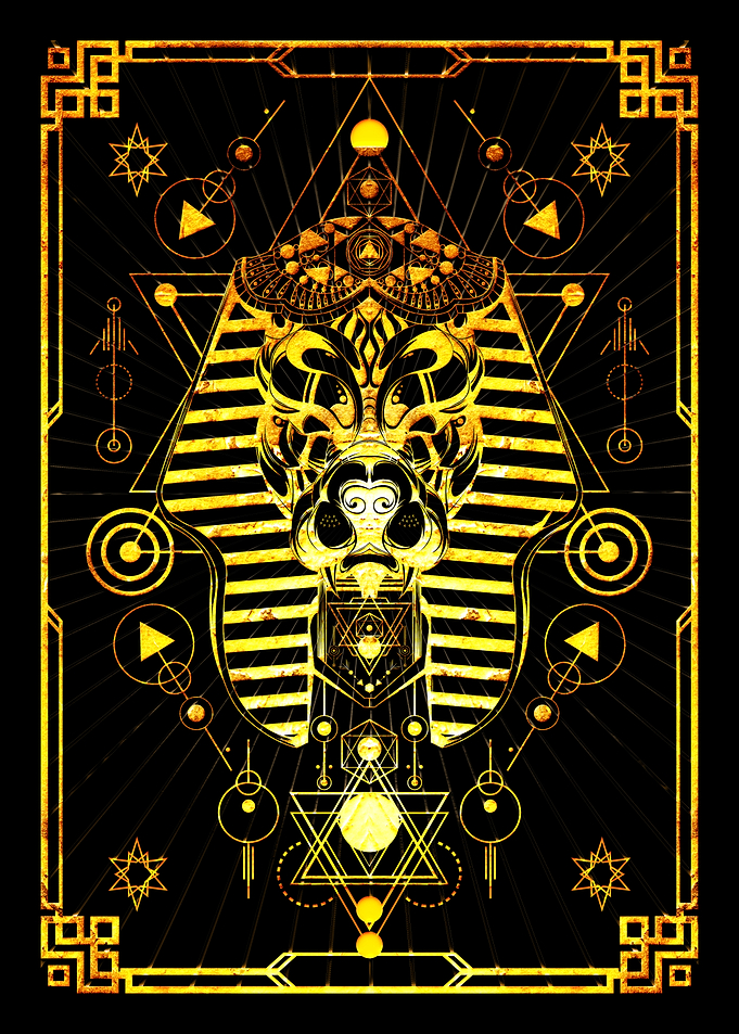 Golden Egyptian Pharaoh Mask Geometric Art