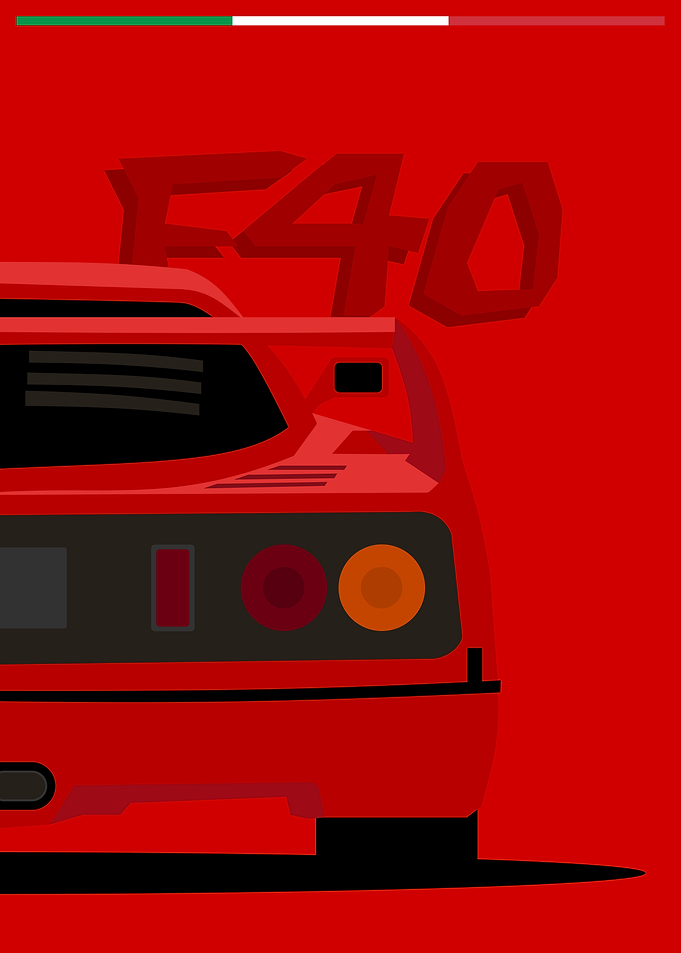 Red Ferrari F40 Minimalist Art