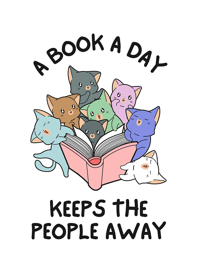 Cats reading book illustration