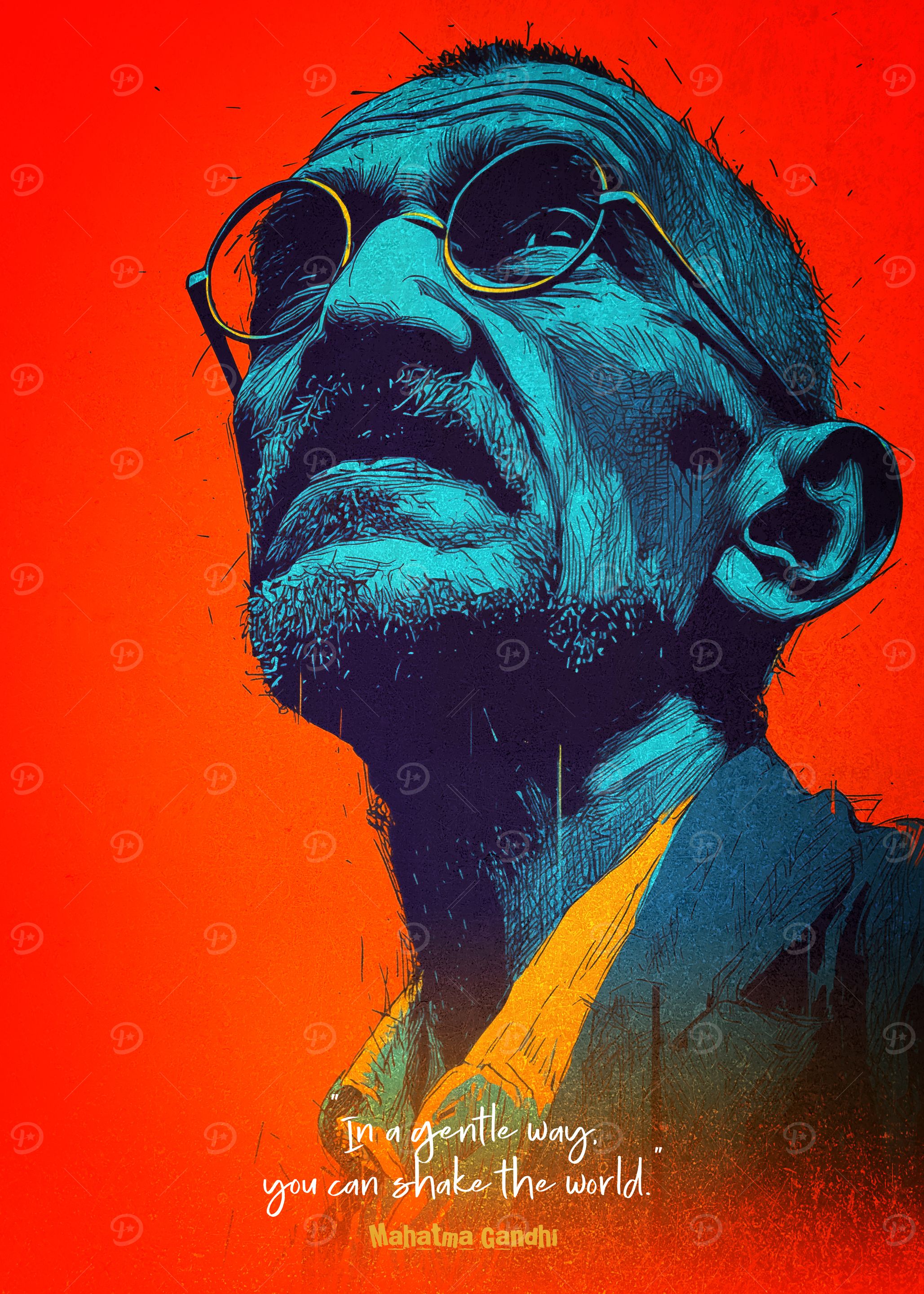 Mahatma Gandhi Portrait with Quote