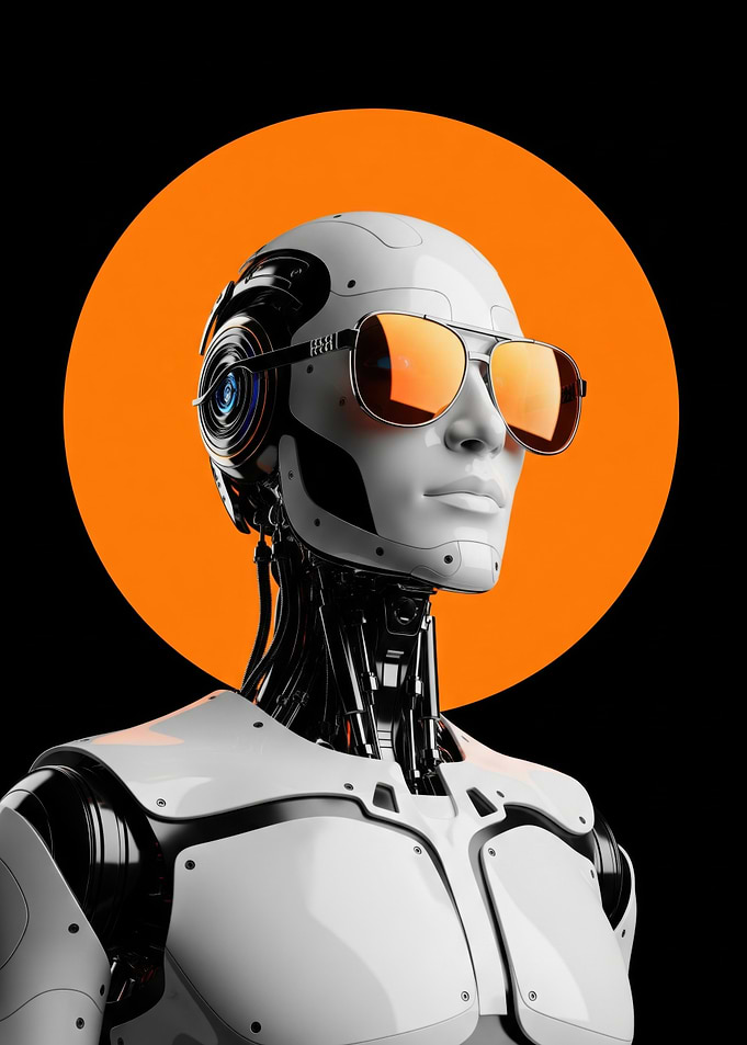 Cool Robot with Orange Sunglasses