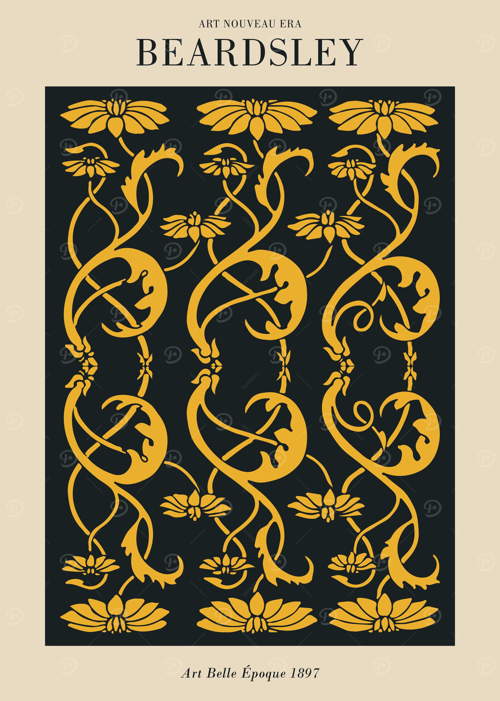 Beardsley Art Nouveau Floral Pattern