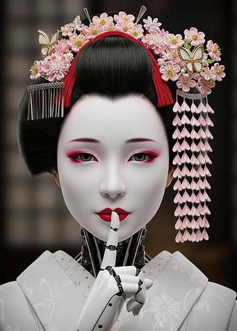 Cyberpunk Geisha Robot Portrait