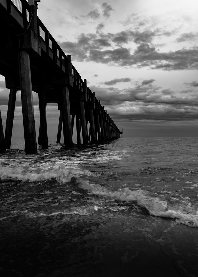 Black and White Pier Seascape