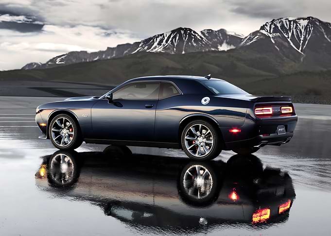Dark Blue Dodge Challenger Reflection