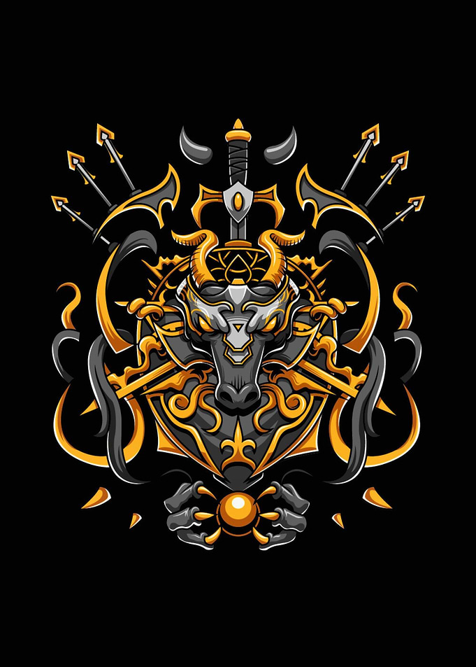 Ornate Bull Warrior with Sword