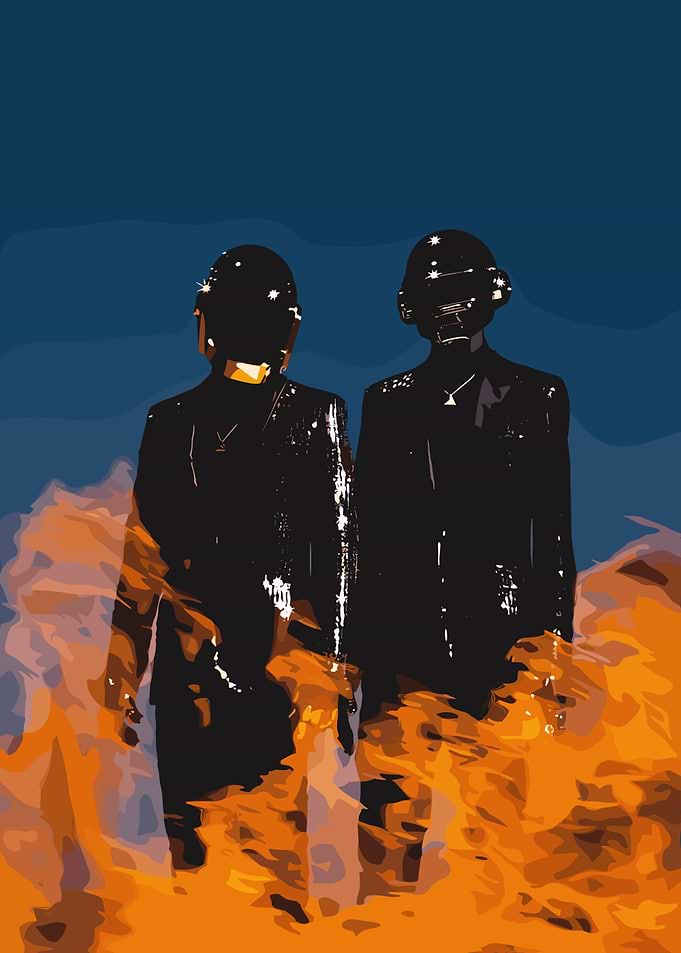 Daft Punk in Flames Digital Art