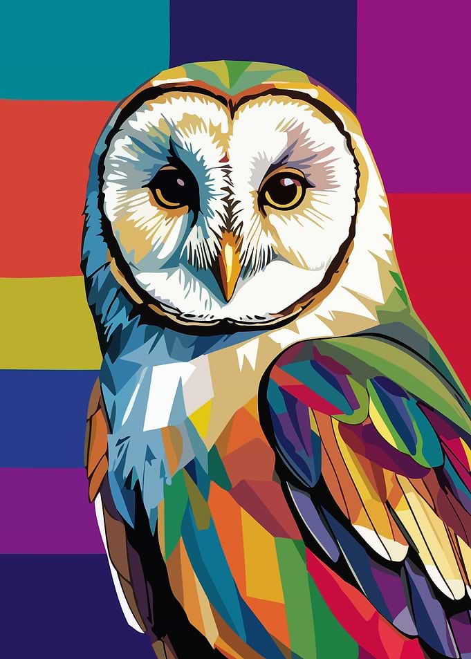 Colorful Owl Pop Art Portrait