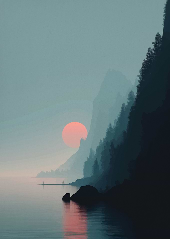 Serene Mountain Lake Sunset