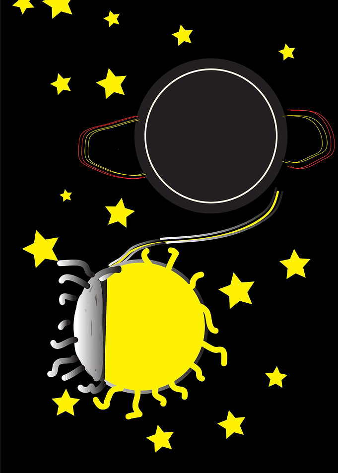 Cartoon Sun and Planet in Space